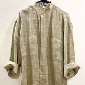 Vintage Mondo di Marco Italian Linen Shirt - Size M (50) - Stand Collar